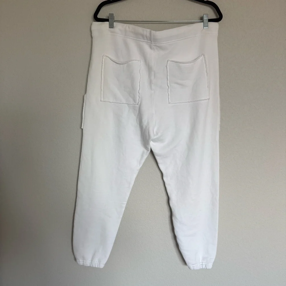 Frank & Eileen Eamon Joggers Sweatpants Pants White Large Cotton Raw Hem NWOT - Picture 2 of 6
